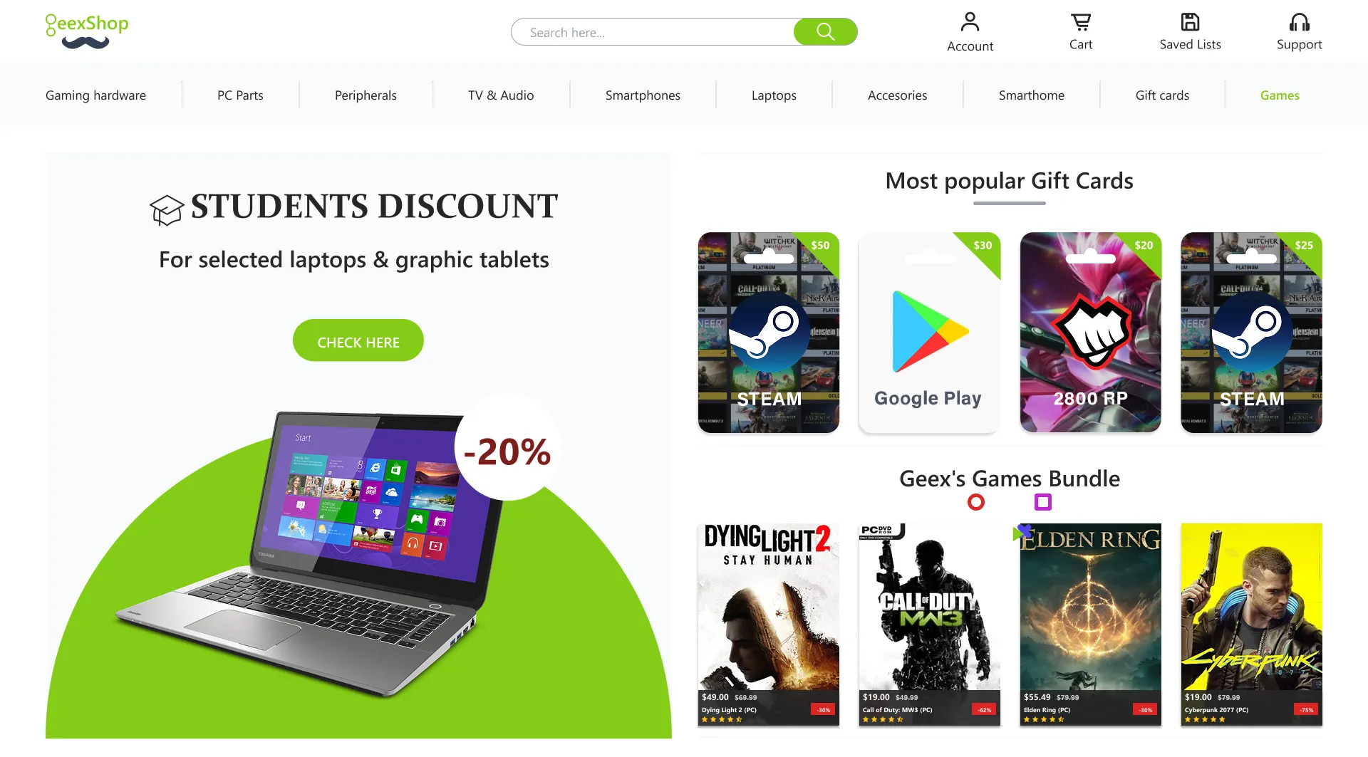 Sklep internetowy ze sprzętem komputerowym